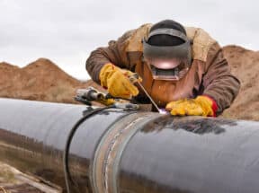Welding works on gas pipeline